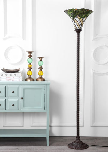 Botanical Tiffany Style 71" Torchiere LED Floor Lamp - JONATHAN Y